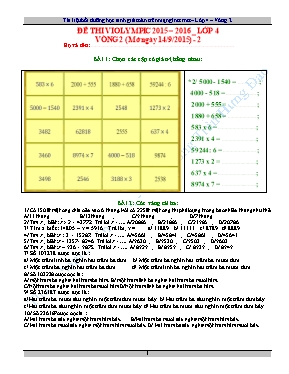 Đề thi violympic môn Toán 4 - Vòng 2 - Năm học 2015-2016